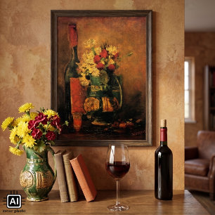 Carnations, Roses and a Bottle by Vincent van Gogh Poster