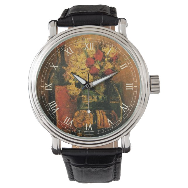 Carnations, Roses and a Bottle by Vincent van Gogh Watch (Front)