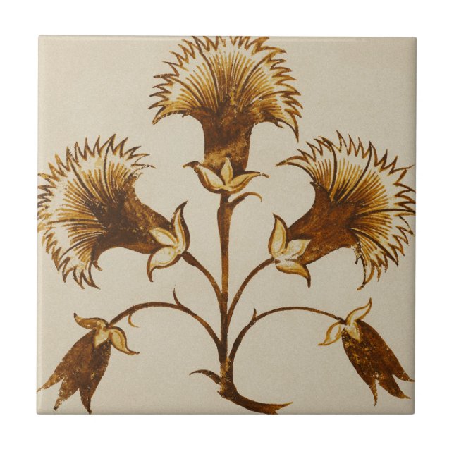 Carnations - William De Morgan Tile (Front)