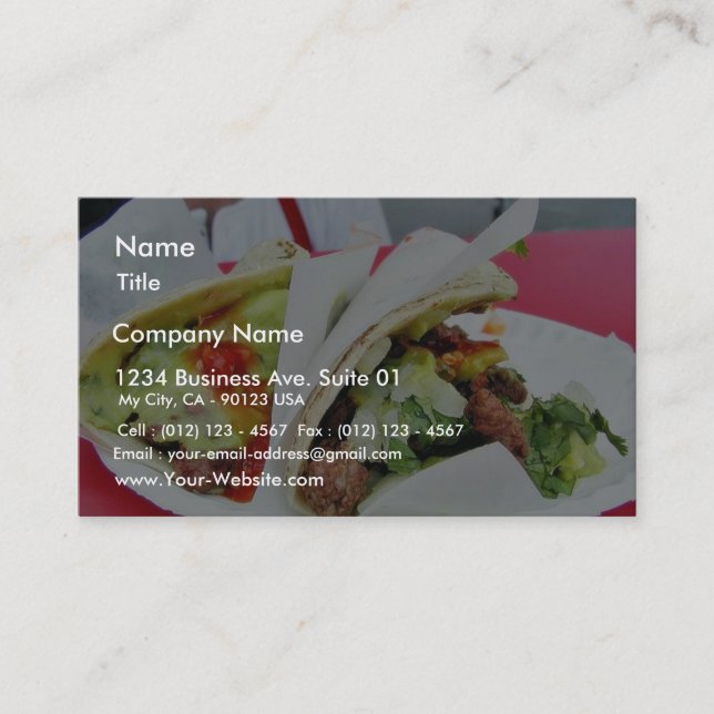 Carne Asada Tacos Guacamole Business Card (Front)