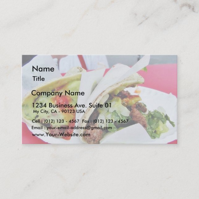 Carne Asada Tacos Guacamole Business Card (Front)