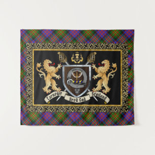 Carnegie Clan Badge & Motto w/Lions  Tapestry