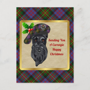 Carnegie Clan Badge & Tartan Christmas Postcard