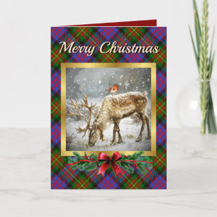 Carnegie Stag & Robin Tartan Personalised  Holiday Card