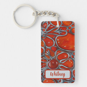 Carnelian and Silver Inspired Keychain (02)