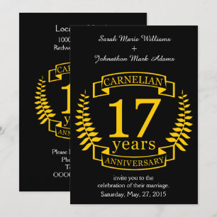 Carnelian Gemstone wedding anniversary 17 years Invitation