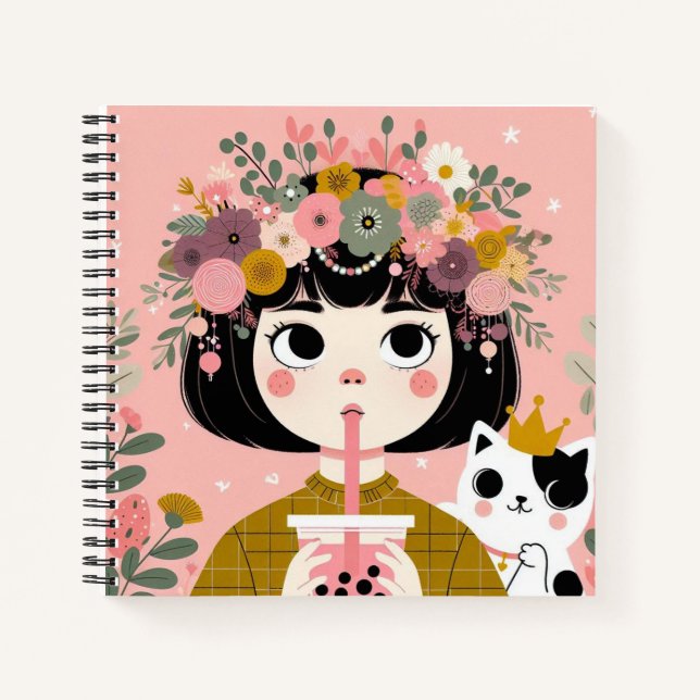 Carnet de notes “La petite fille au bubble tea“ Notebook (Front)