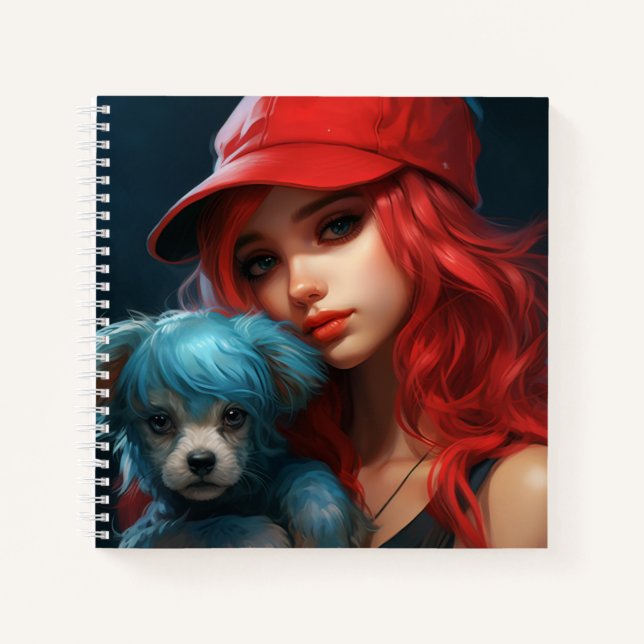 Carnet -Girl and her dog -4 Notebook (Front)