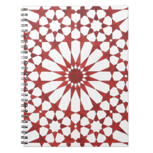 Carnet Mosaïque andalouse rouge ALHAMBRA Notebook