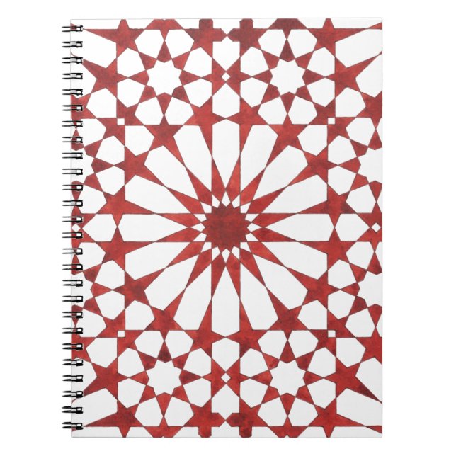 Carnet Mosaïque andalouse rouge ALHAMBRA Notebook (Front)