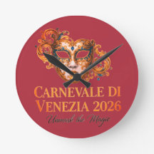 Carnevale Di Venezia 2026 - Venetian Wall Clock
