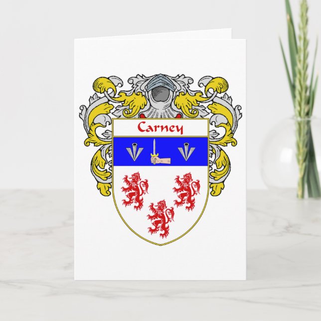 Carney Coat of Arms (Mantled) Holiday Card (Front)