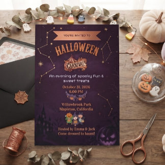 Carnival After Dark Fright & Delight Halloween Invitation