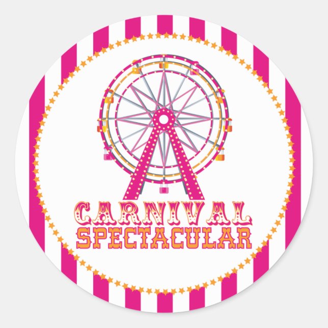 Carnival and Circus Party Classic Round Sticker (Front)