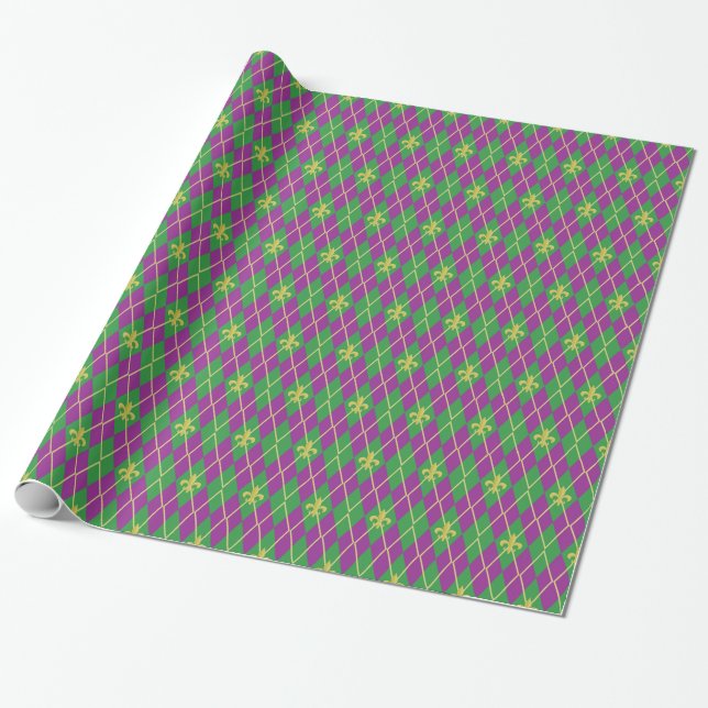 Carnival Argyle Wrapping Paper (Unrolled)