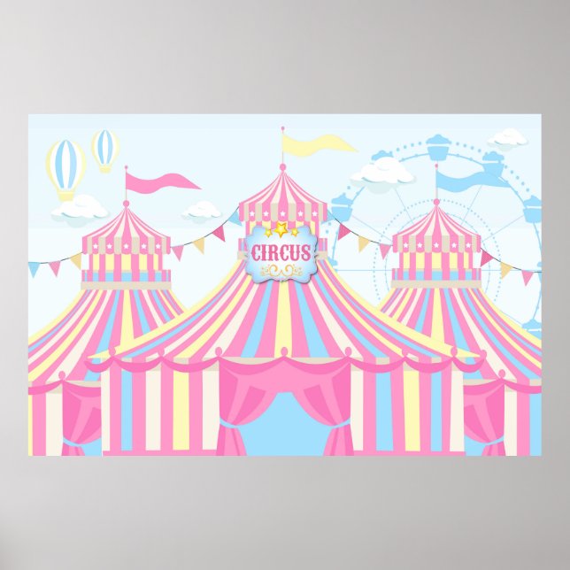 Carnival birthday backdrop, Circus Backdrop Banner Poster (Front)