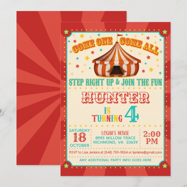 Carnival Birthday Invitation (Front/Back)