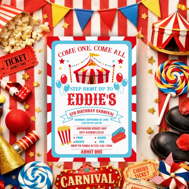 Carnival Birthday Invitation, Circus Invitation  (Creator Uploaded)