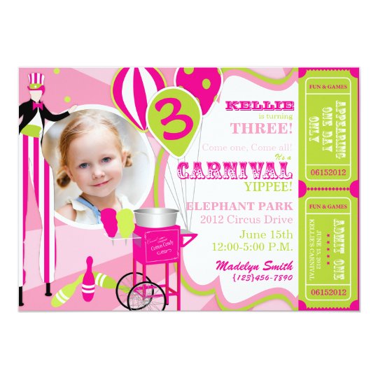 Carnival Birthday Invitation Stilt Walker