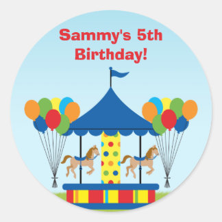 Carnival Birthday Party Favour Sticker