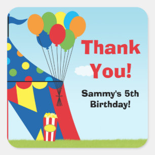 Carnival Birthday Party Favour Sticker