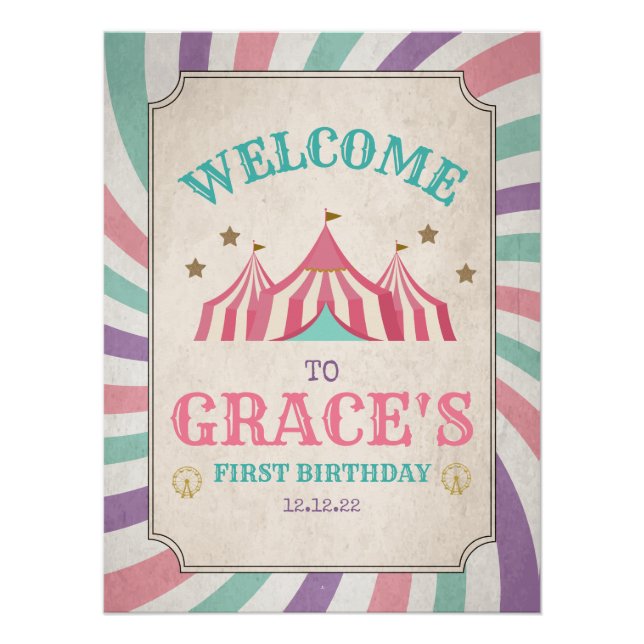Carnival Birthday Poster Circus Welcome Sign (Front)