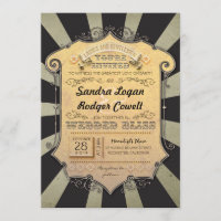 carnival black stripes wedding invitations