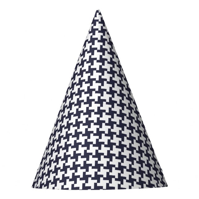 Carnival Blue Houndstooth Birthday Party Hat (Front)