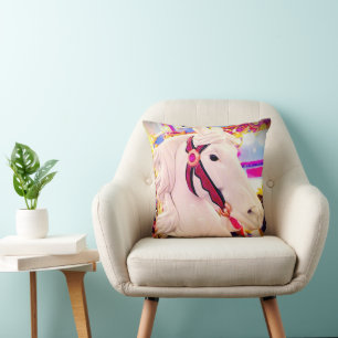 Carnival carousel horse bold modern close-up photo cushion