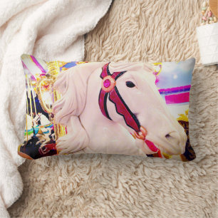 Carnival carousel horse photo bold modern colourfu lumbar cushion