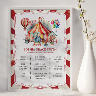 Carnival Circus Animals Birthday Milestone Board Poster