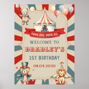 Carnival Circus & Animals Birthday Welcome Sign