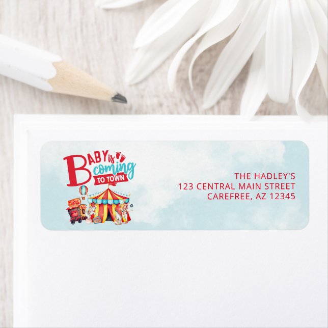 Carnival Circus Baby Shower Return Address (Insitu)