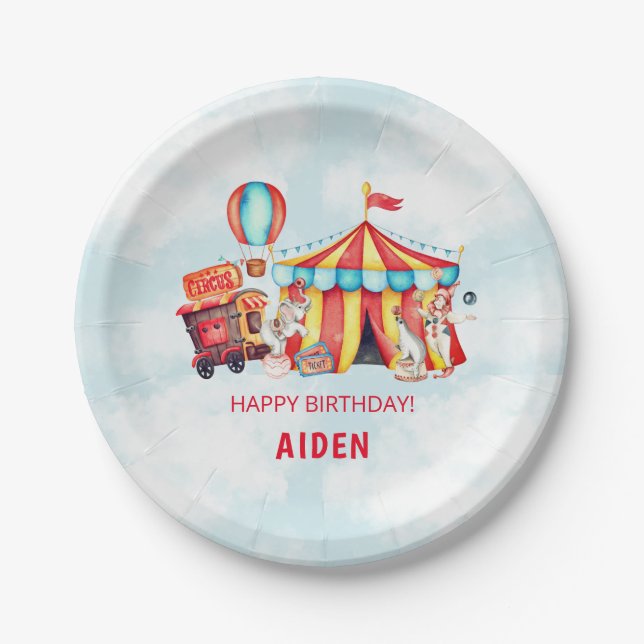 Carnival Circus Big Top Birthday Paper Plate (Front)