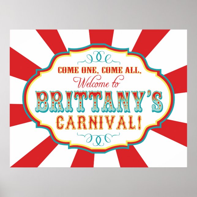 Carnival Circus Birthday Banner Brittany CUSTOM Poster (Front)