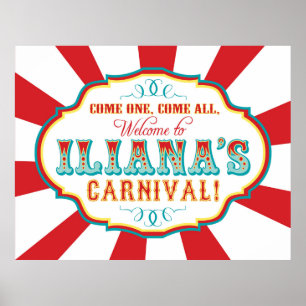 Carnival Circus Birthday Banner Iliana CUSTOM Poster