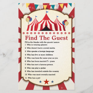 Carnival Circus Birthday Find the Guest Game