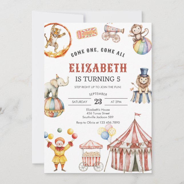 Carnival Circus Birthday Invitation (Front)