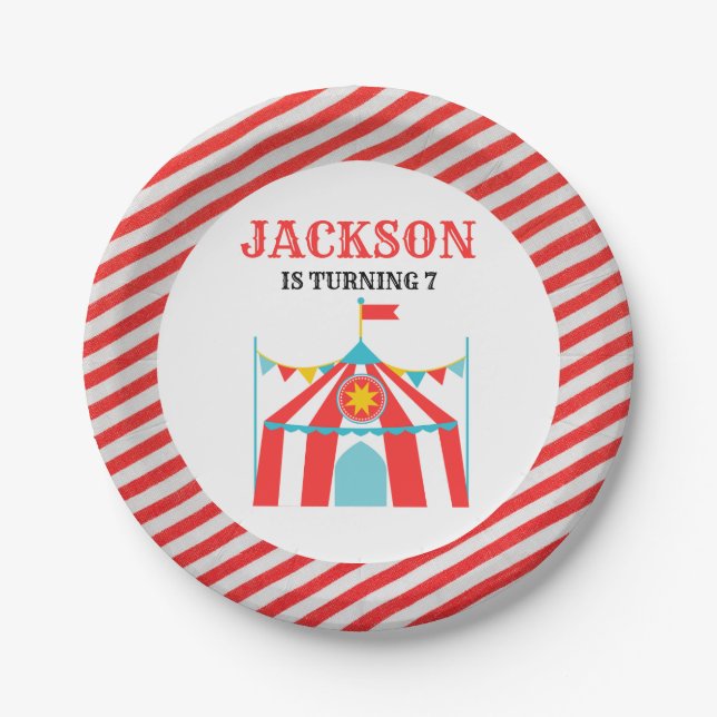 Carnival Circus Birthday Paper Plate (Front)