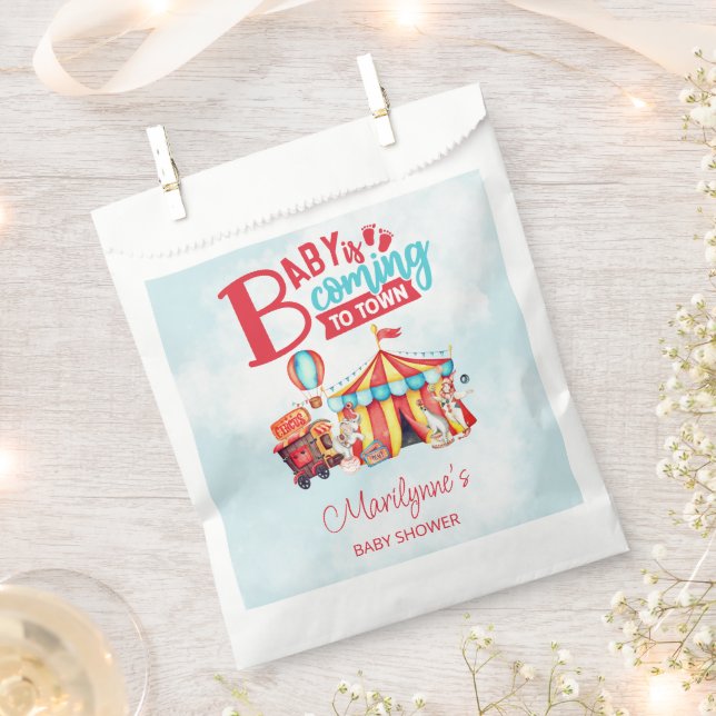 Carnival Circus Blue Baby Shower Favour Bags (Clipped)