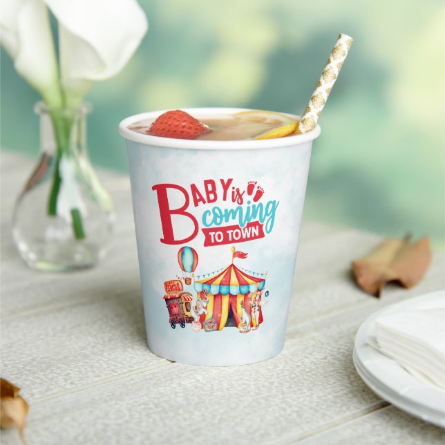 Carnival Circus Blue Baby Shower Paper Cups (Insitu)