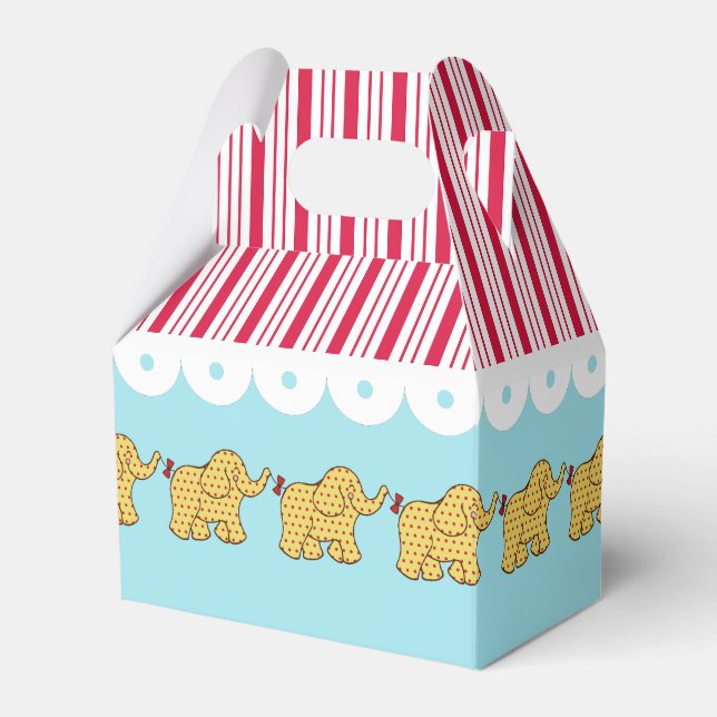Carnival Circus Elephants Birthday Party Favour Bo Box (Front Side)