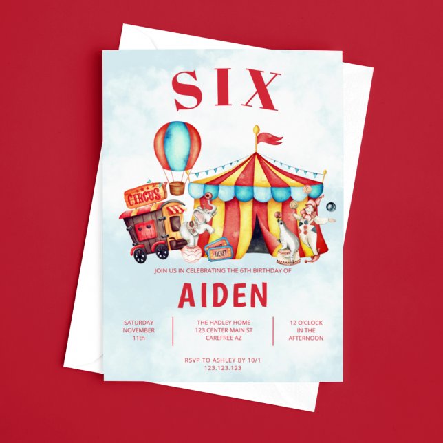 Carnival Circus Festival 6th Birthday Invitation (Creator Uploaded)