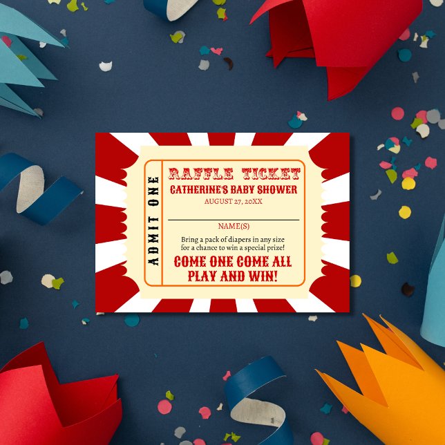 Carnival Circus Festival Baby Shower Diaper Raffle Enclosure Card (Creator Uploaded)