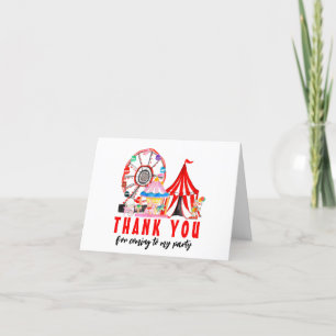 Carnival Circus Festival Clown Balloon Birthday Thank You Card