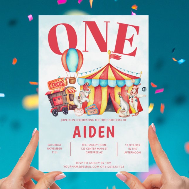 Carnival Circus Festival Kid's 1st Birthday Invitation (Creator Uploaded)