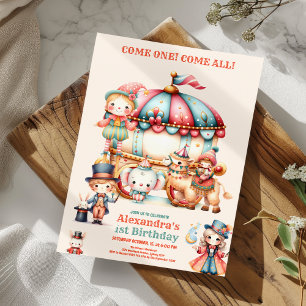 Carnival Circus Festival Kid's 1st Birthday Invitation