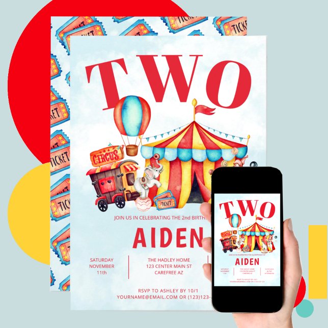 Carnival Circus Festival Kid's 2nd Birthday Invitation (Creator Uploaded)