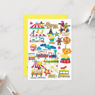 Carnival Circus  Happy Birthday Invitation 