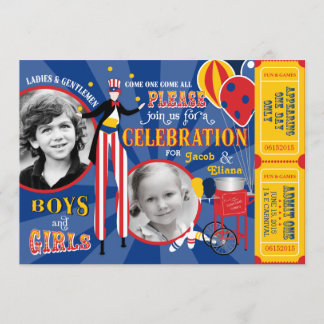 Carnival Circus Juggling Stilt Walkers Birthday Invitation